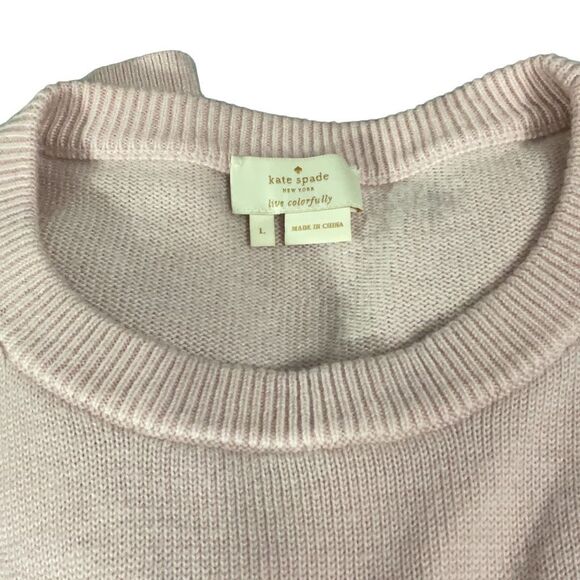 Kate Spade Light Pink Live Colorfully Wink Wool Blend Sweater Size Large - Picture 5 of 5